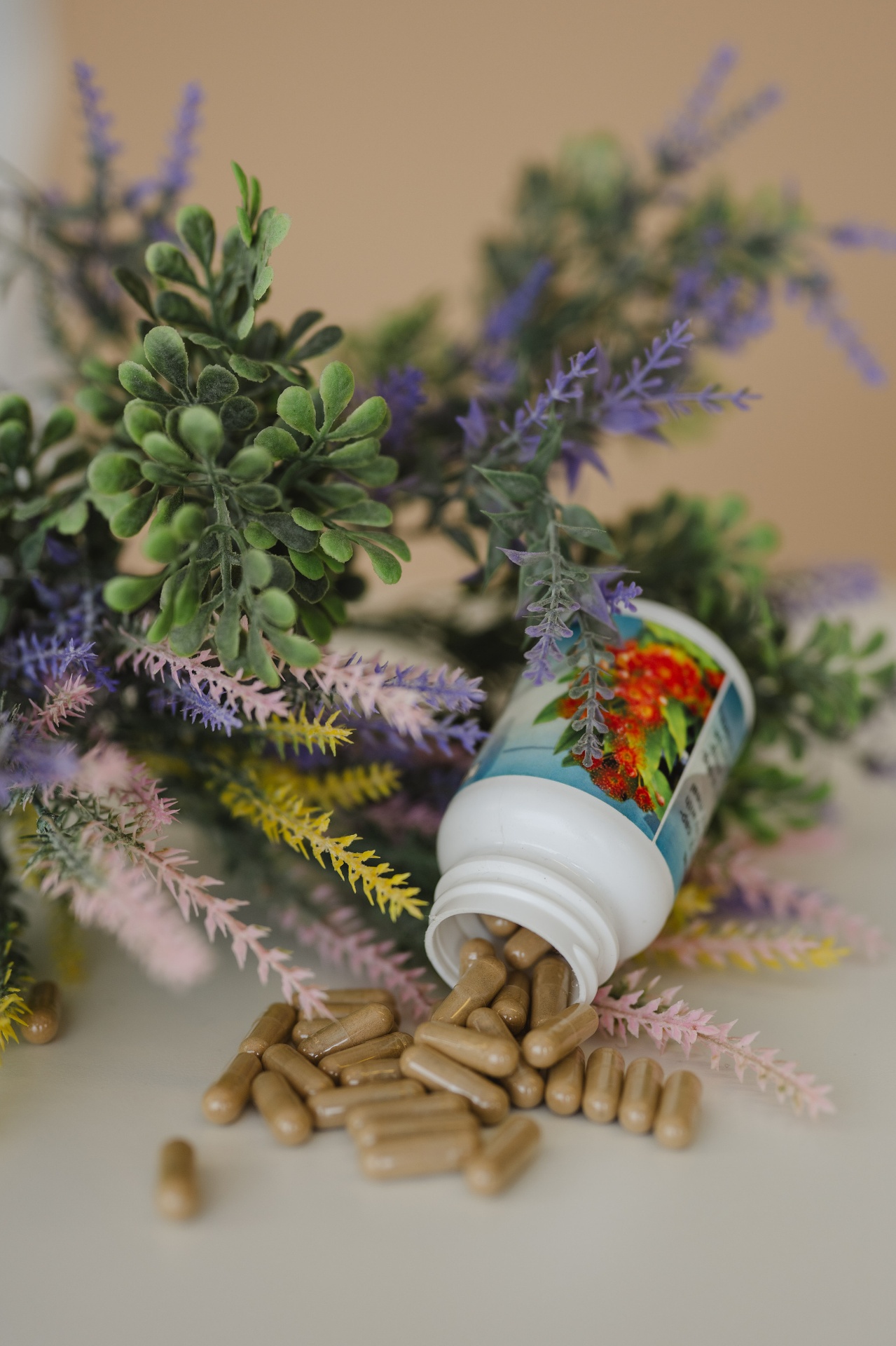 Och Wellness herbal capsules arranged with natural botanicals